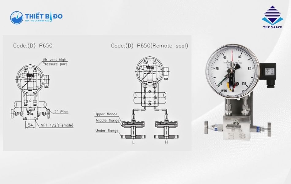 Cấu tạo đồng hồ chênh áp P650 Wise