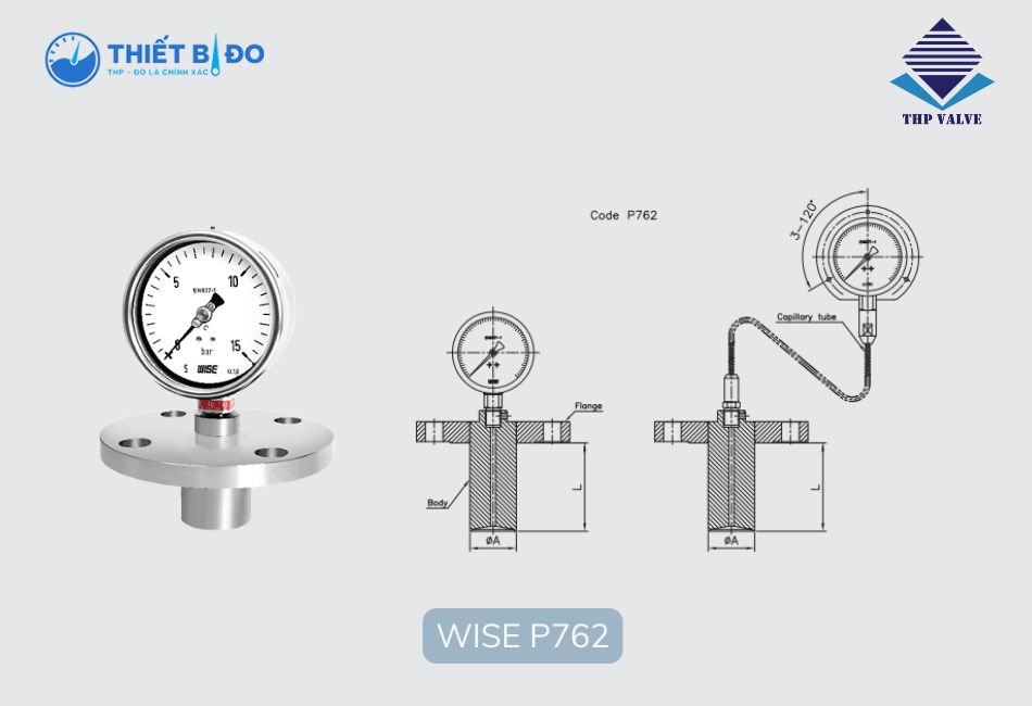 đồng hồ đo áp suất P762 Wise