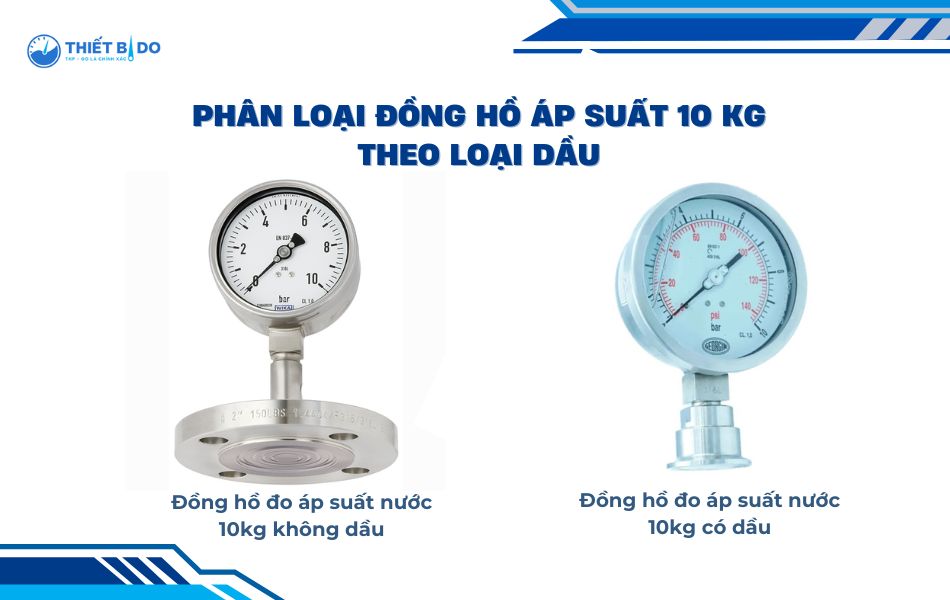 Phân loại đồng hồ áp suất 10 bar theo dầu đồng hồ