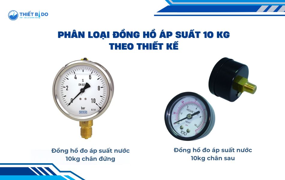 Phân loại đồng hồ đo áp suất nước 10kg theo thiết kế