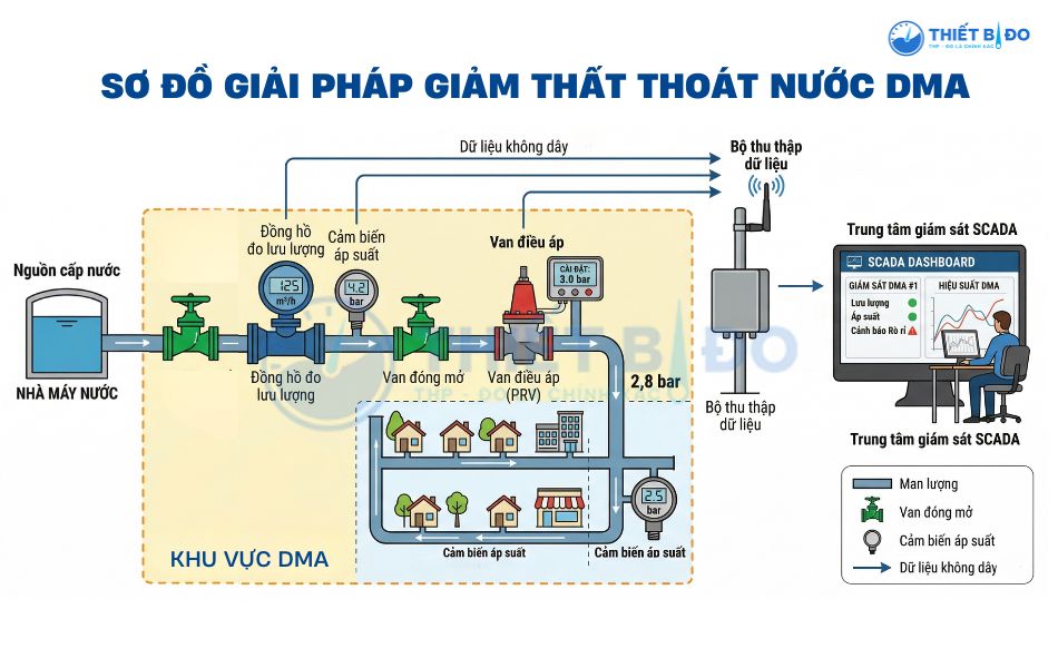 sơ đồ giải pháp giảm thất thoát nước dma