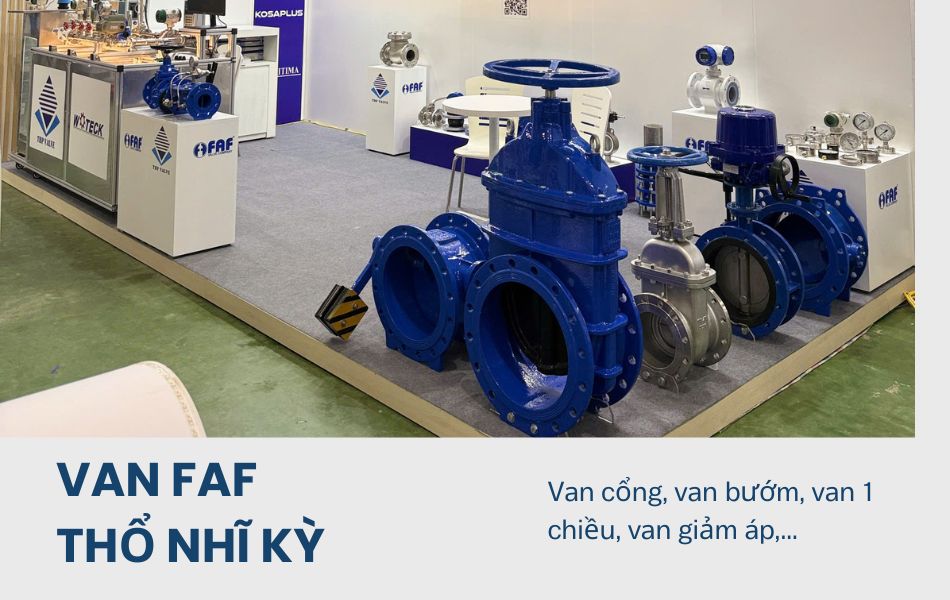 Khu vực trưng bày các mẫu van FAF DN lớn dành cho hệ thống cấp nước và đường ống công nghiệp